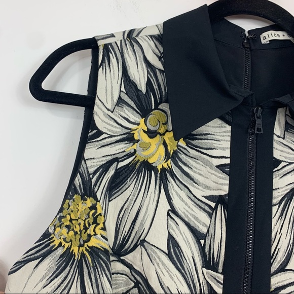 Alice + Olivia Ellis Jacquard Floral Pattern Collared Dress 10 - Picture 9 of 16